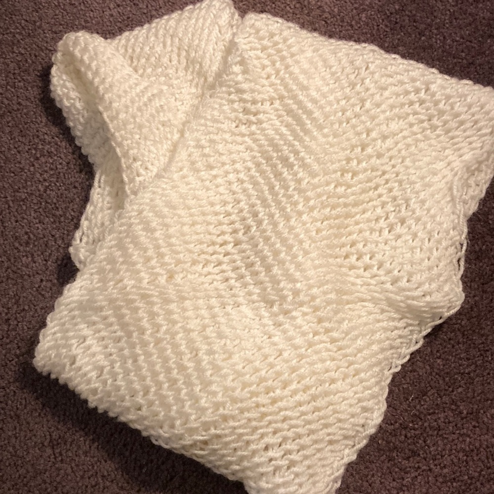 Handmade white infinity scarf